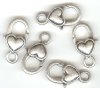 5 27mm Antique Silver Finish Plain Heart Lobster Clasps